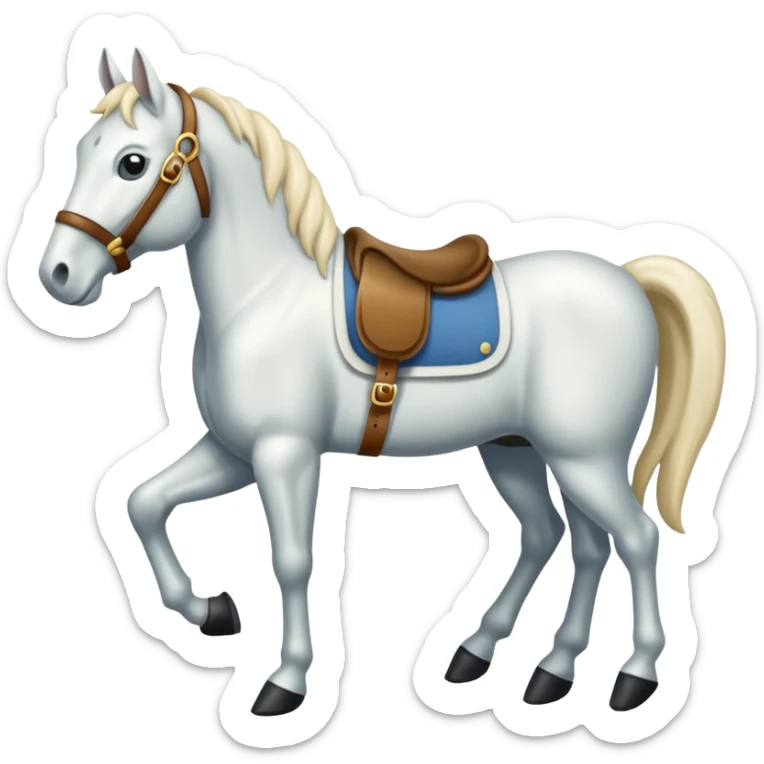 Un cheval blanc avec 4 pattes à l’avant et 4 pattes à l’arrière  sticker