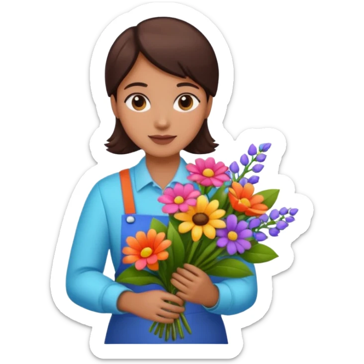 a beautiful bouquet of flowers in the hands of a florist sticker