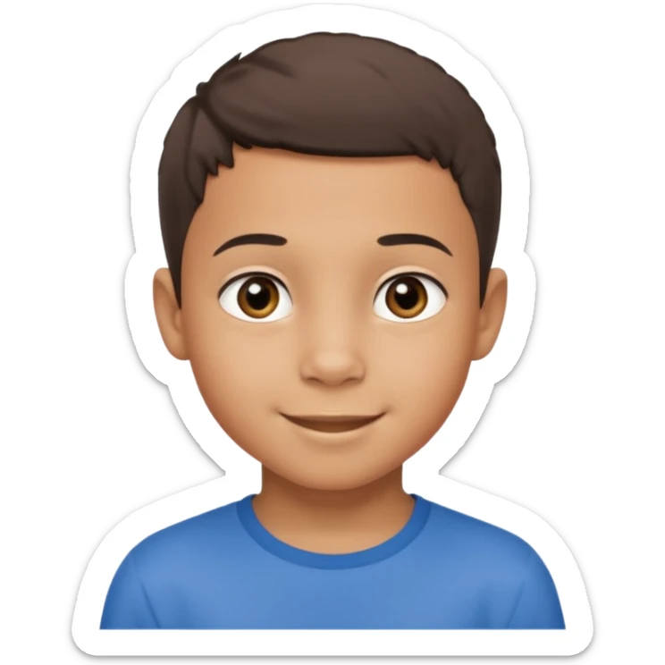 Mixed race 8yr old boy with shirt hair beautiful eyes and a cheeky smile sticker