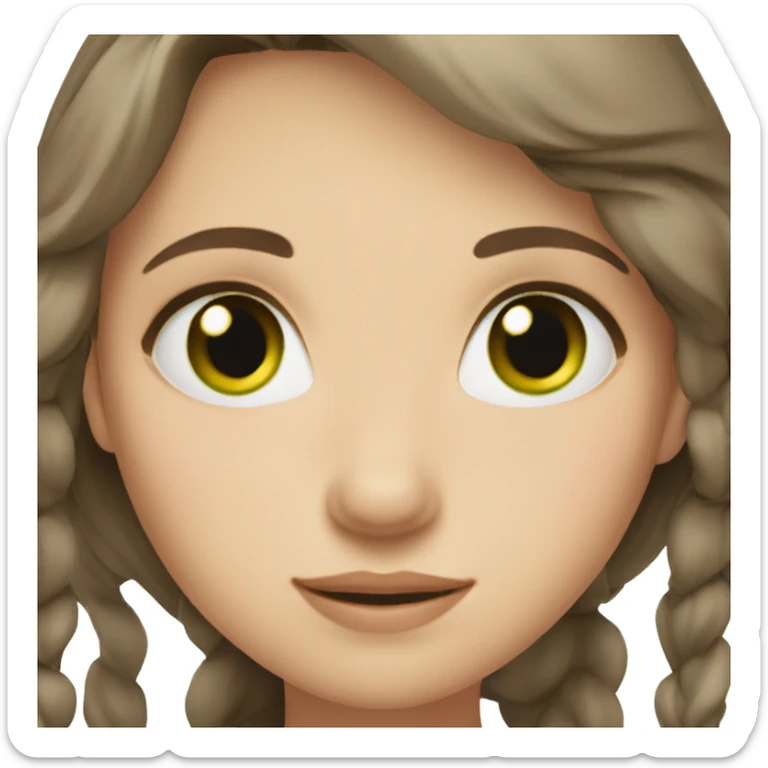 girl with lind brown hair and green eyes  sticker
