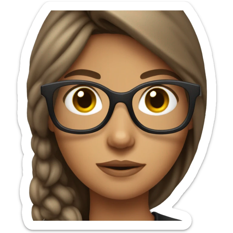 Tanned girl with brown hair and glasses wearing burglar outfit sticker