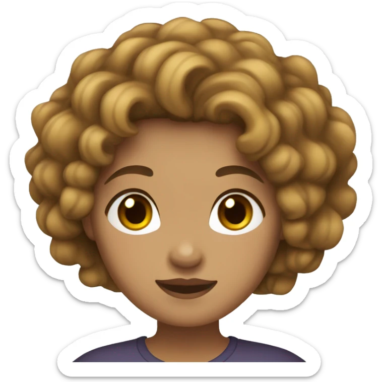 Southeast Asian female with black, wavy curly hair, light brown skin, and overweight. sticker