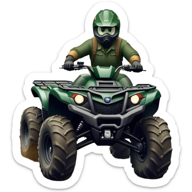 Yamaha Grizzly 700 (2019) – Cinematic-realistic Yamaha Grizzly 700 ATV, its dark green frame tearing through muddy trails. no rider sticker