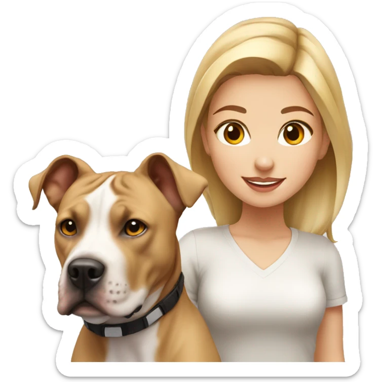 Blonde girl with light brown american staffordshire terrier sticker