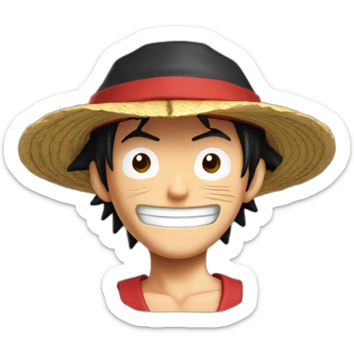 Luffy avec une mèche rouge et avec des yeux rouges et une cicatrice à l'oeil droit sticker