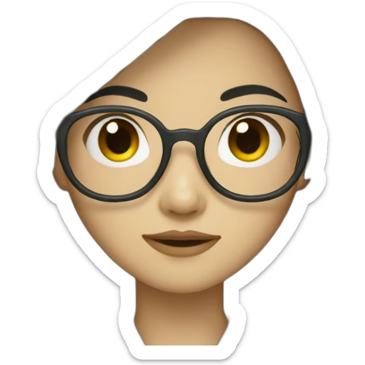 Asian girl with long black hair and glasses wearing green jacket sticker