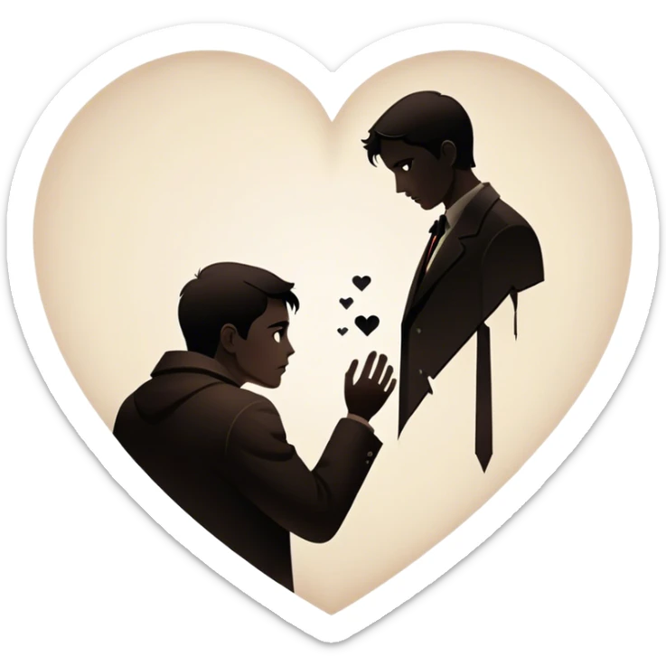 Icon for Drama Movies: A vintage movie poster-style design featuring a tense scene with emotional expressions, a dimly lit background, and key dramatic elements like a broken heart, a tear, and a silhouette of a person in despair. Bold, cinematic typography. Transparent background. sticker