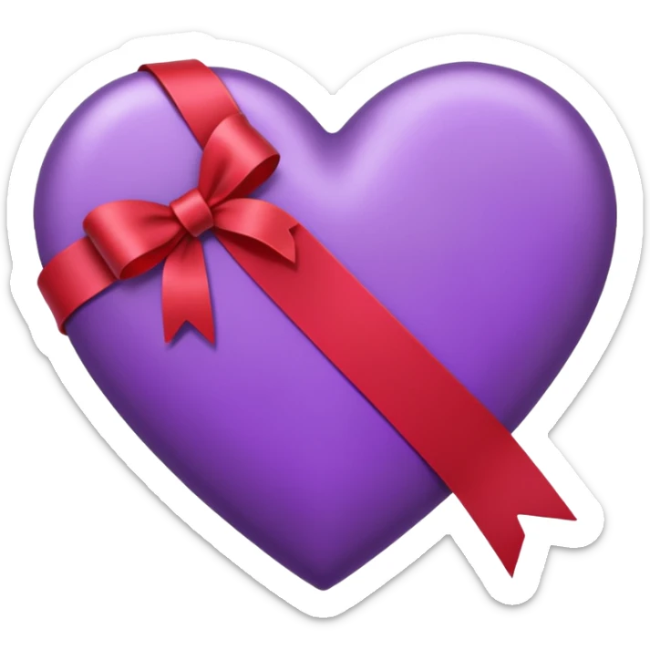 IOS's love letter emoji but with a purple heart instead of a red heart, closed sticker