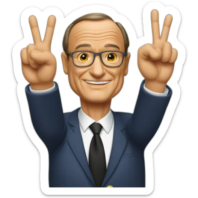 Jaques Chirac fait le signe peace and love avec ses deux mains sticker
