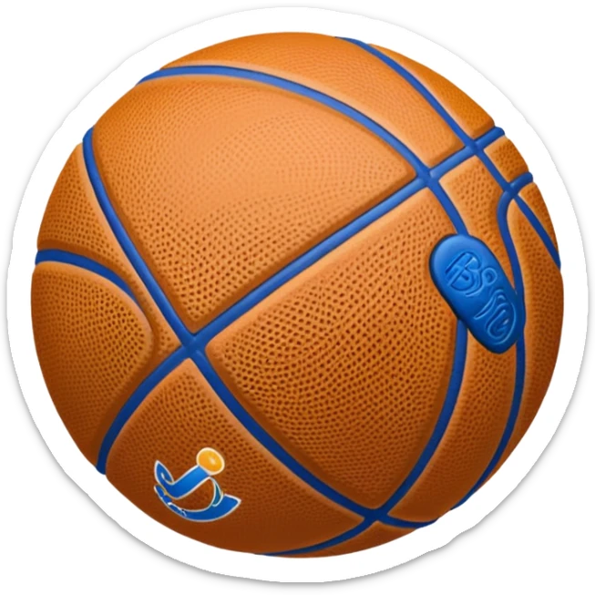 Faça um emoji de uma bola de Basquete branca e nela um símbolo de verificado sticker