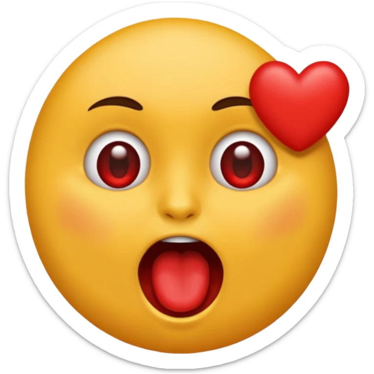 emoji visage tirant la langue avec un petit cœur discret à côté de la bouche sticker