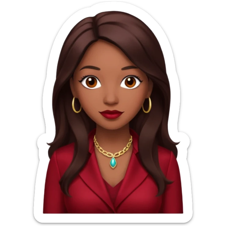 Farrah Franklin from Destiny's Child with long dark brown hair, dark red outfit sticker