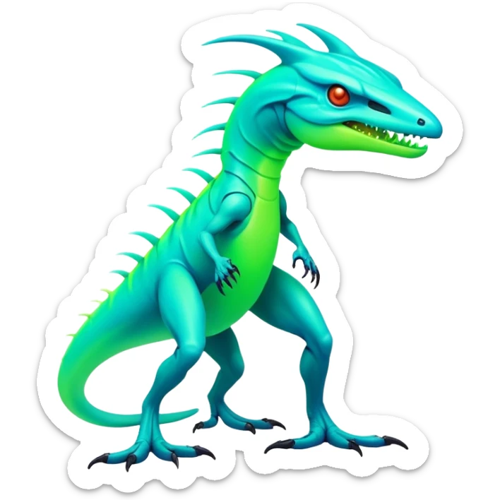 Tropical futuristic lush cool edgy neon Fionbri-Vernid-Elgyem-creature (full body) sticker