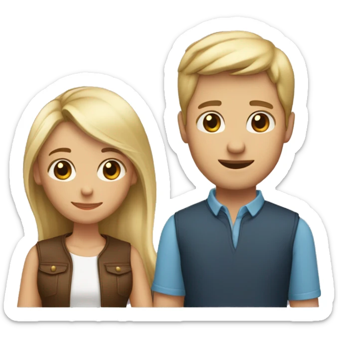 couple wih heart, blond girl with long hair and a man wih short brown hair sticker