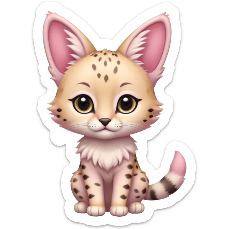 Soft furry fuzzy elegant beautiful pretty Whitish pastel-rosy-pink chibi cute elegant furry kawaii Serval sticker