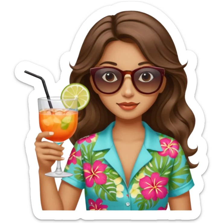 chill girl long curling hair in drink holders with sunglasses sticker