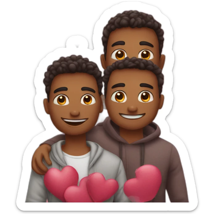 A trio of 3 male friends wishing valentines day to each other. sticker