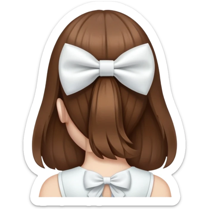 Brown hairs with white bow from the back sticker