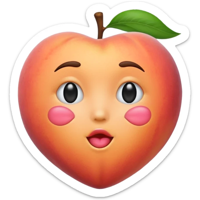 Peach emoji with a kiss emoji on the peach emoji  sticker