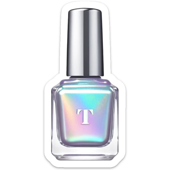 Twinkled T, Holographic nail polish bottle, white lid sticker