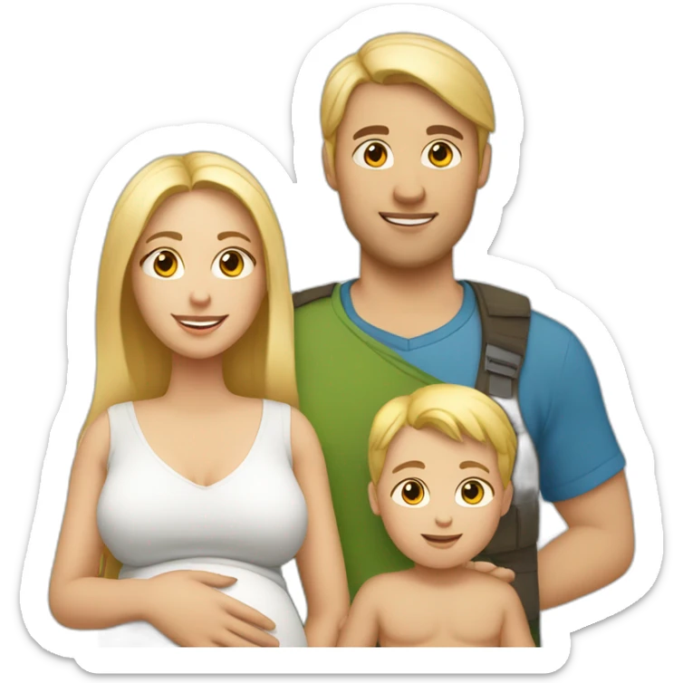 Family;blonde-haired-pregnant-mother, white-indian-man, blond-haired-baby-boy sticker