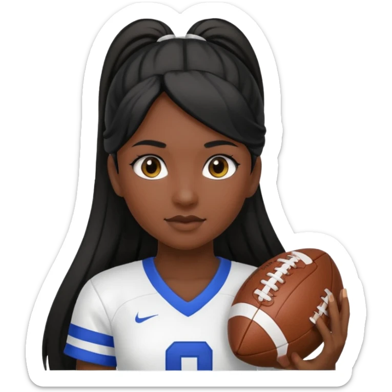 girl tha plays football black hair long pony tail white sticker