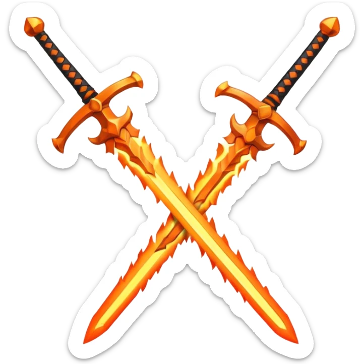 Create two swords that are in a cross and look fiery sticker