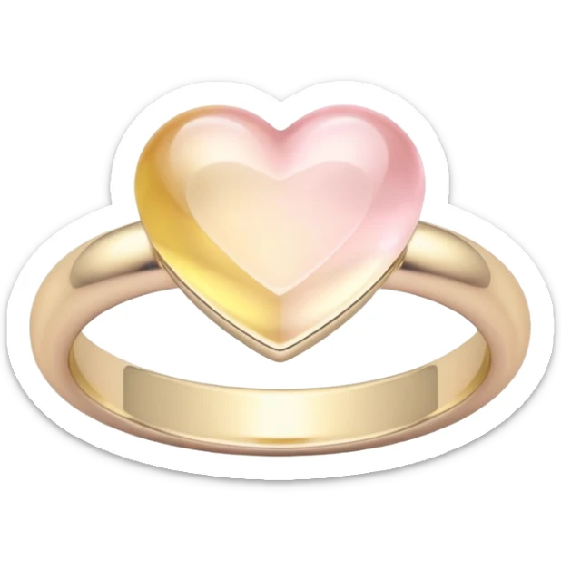 A ring with a small stone heart in soft pink, beige and yellow pastel colors sticker