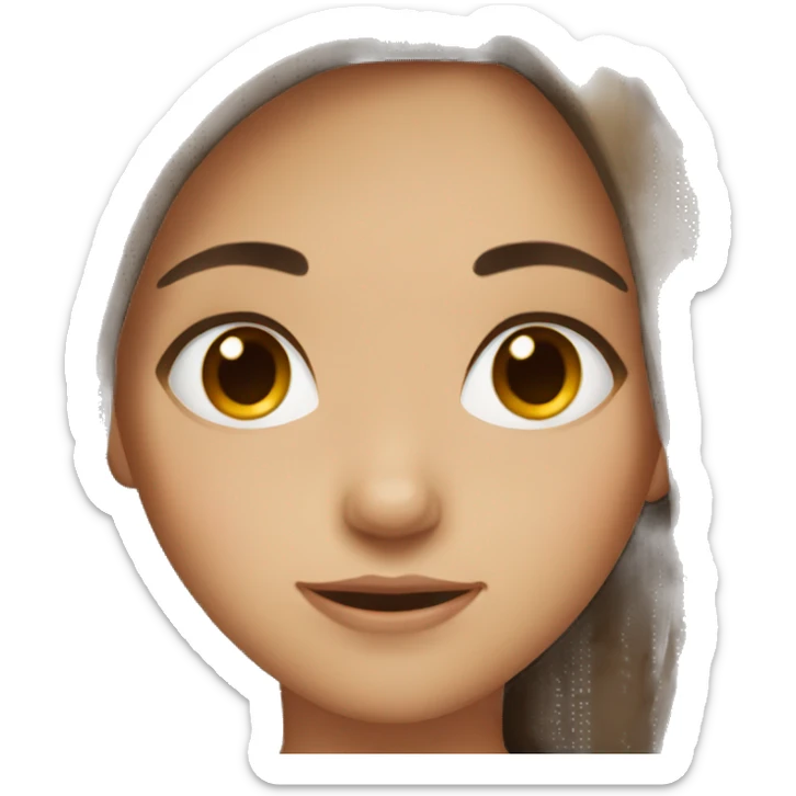 girl emoji with dark brown hair with brown eyes freckles  sticker