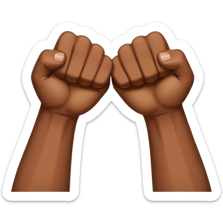 Two fists crossed over like being handcuffed just without the cuffs in an upward and downword motion sticker