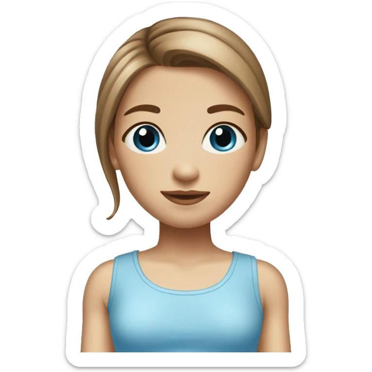 light brown hair girl with long hair and blue eyes wearing a light blue cropped top sticker
