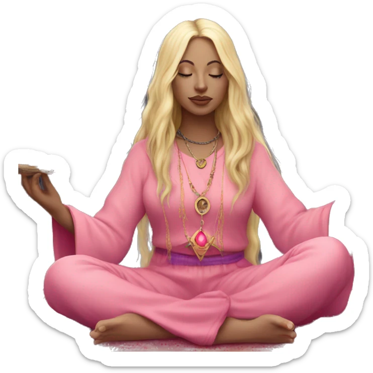 Hippie spiritual moon witch candles incense with blonde hair pink clothes sticker