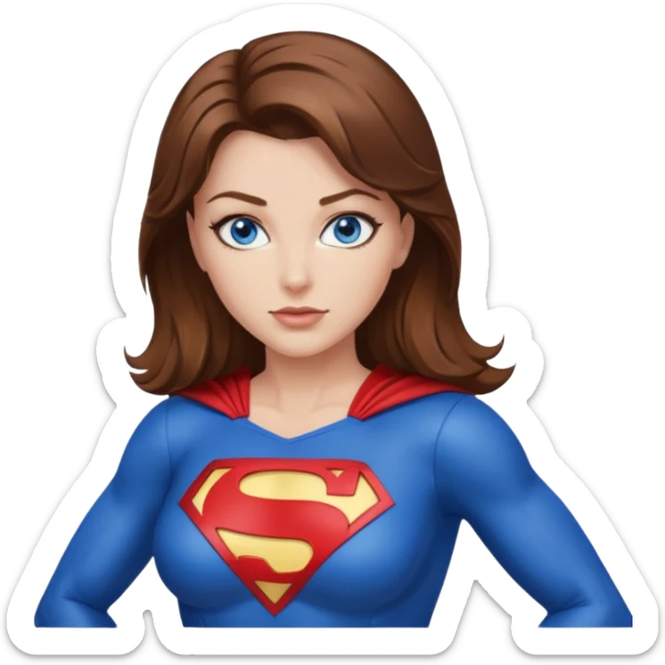 Brown hair blue eyes sexy superhero big chest sticker