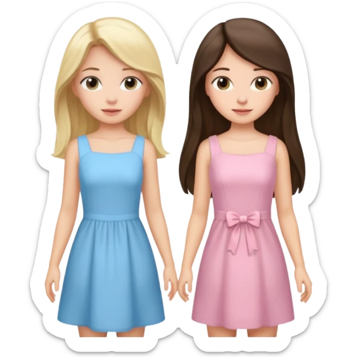 blonde girl in light blue dress and long haired brunette girl in light pink dress sticker