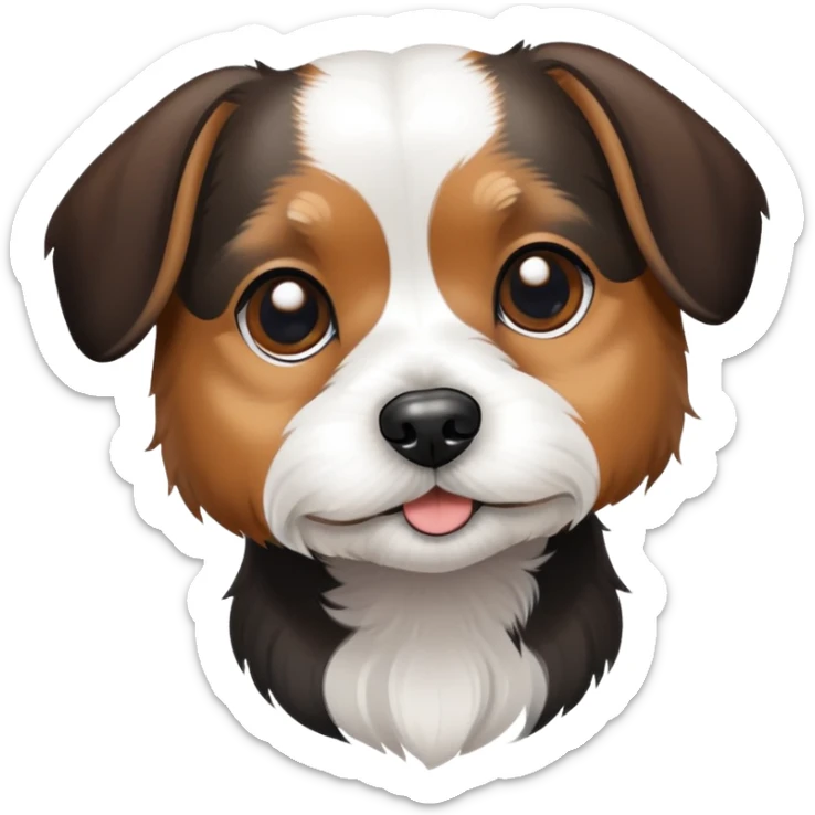 Dachshund and shih tzu mix black white and brown short hair sticker