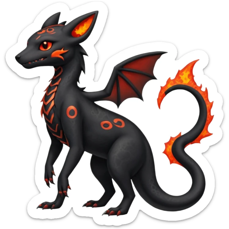 Edgy gothic dark evil volcanic magma-Salandit-Umbreon-Amaura-hybrid-fusion (full body) sticker