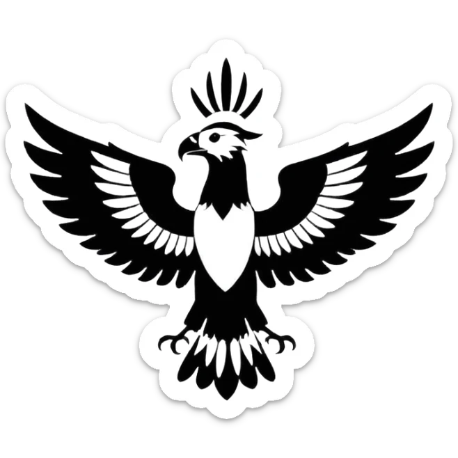 Minimalist black and white emblem emoji, inspired by the Faravahar symbol. Bio instagram  sticker
