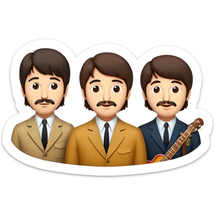 Cinematic Realistic The Beatles Pop Culture Emoji, showcasing an iconic, vibrant portrayal of the legendary band rendered with rich textures and nostalgic lighting that exude musical legacy. sticker