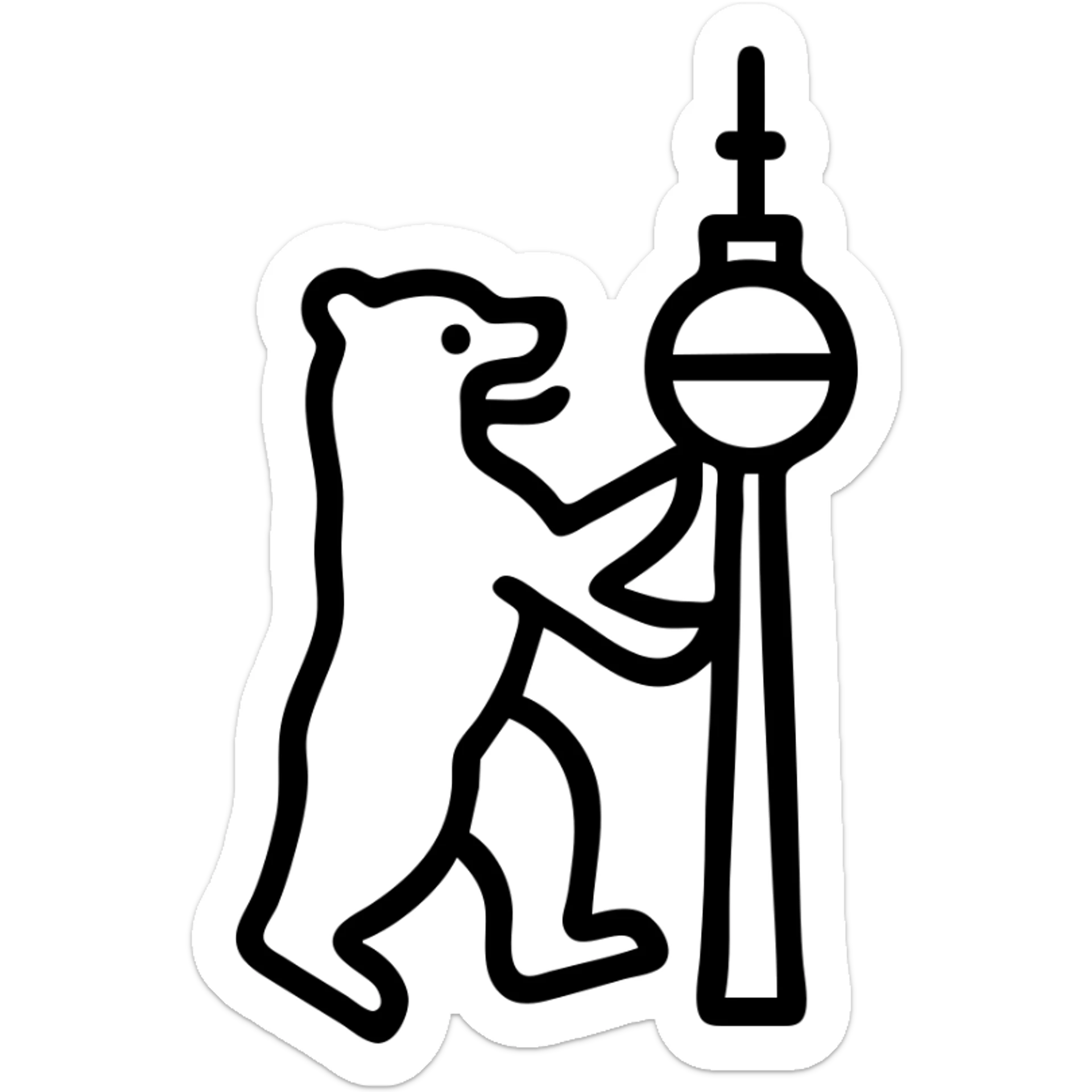 Icon of Berlin Bear for a mobile app, bear and Berlin TV Tower combined into one symbol, modern style, no text, transparent background. sticker