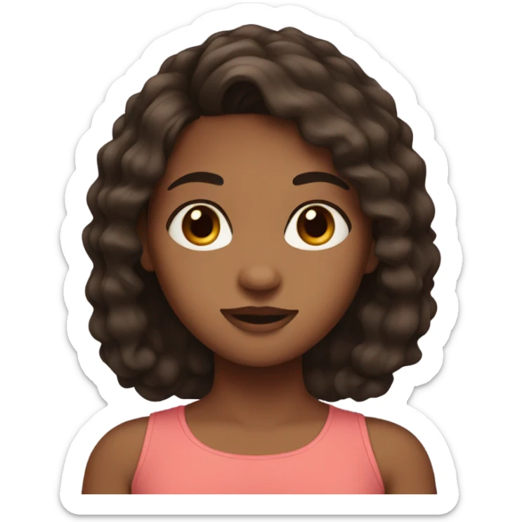 girl with dark brown hair, brown skin and brown eyes sticker