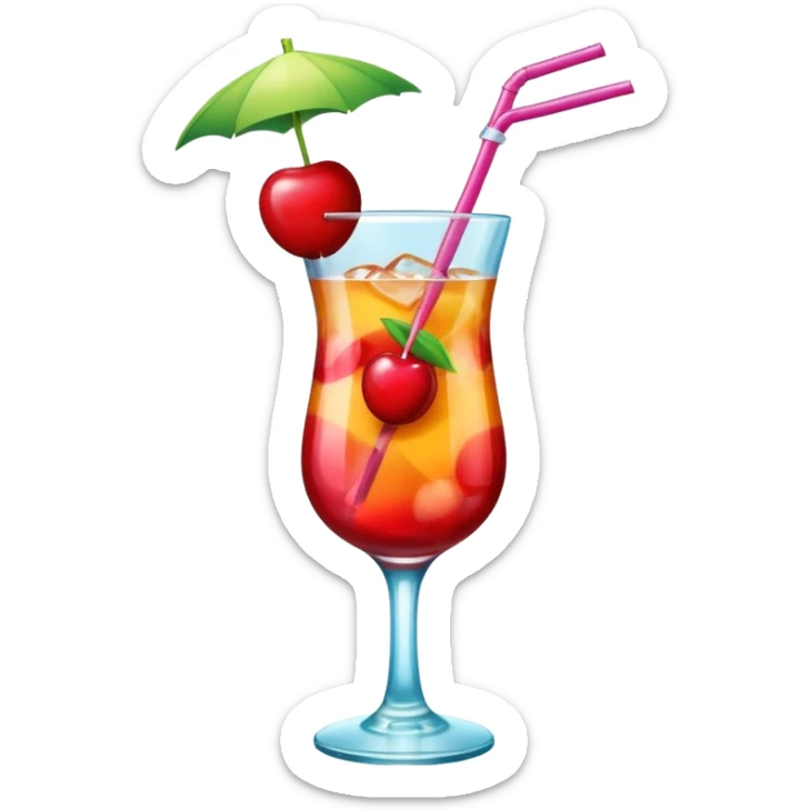 A sex on the beach cocktail in a glas, with a straw and a cherry on top as a accessoire sticker