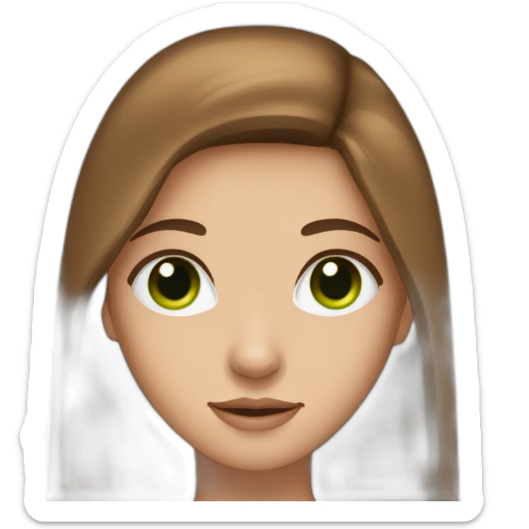long straight brown hair girl with green eyes and freckles from head to chest sticker