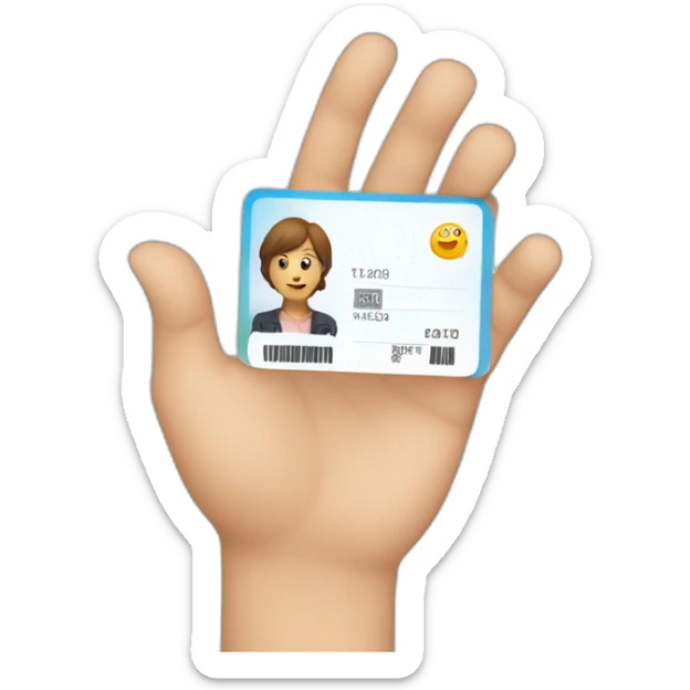 hand holding id card sticker