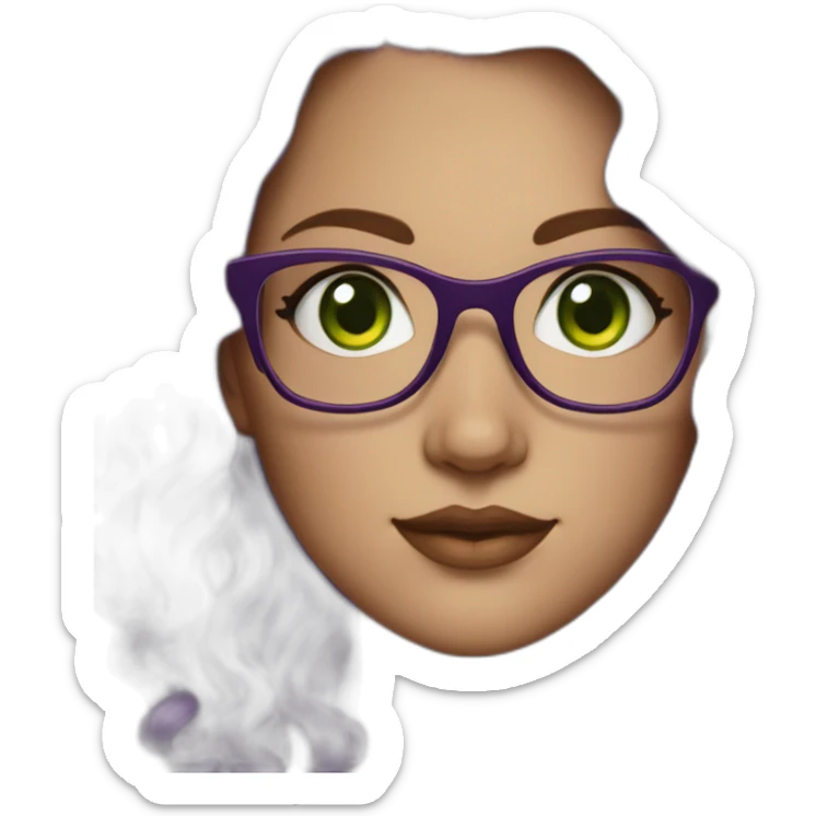 curvy-white-woman-purple-wavy-hair-green-eyes-square-glasses sticker