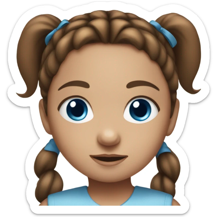 BROWN HAIR BLUE EYE BABY GIRL WITH PONYTAILS sticker