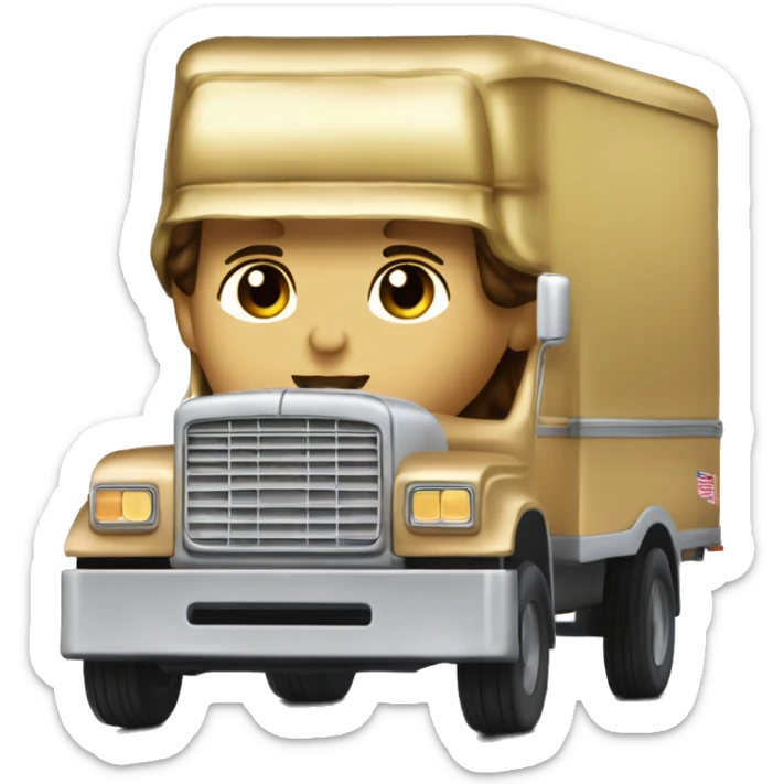 Side view of 1976 very very long 40 foot long mail delivery truck shaped like Princess Leia in gold outfit shaped truck sticker