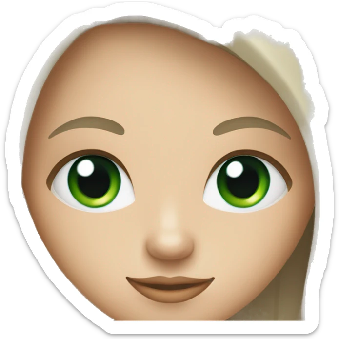 white girl with brown straight long hair and blue-green eyes and apple laptop sticker