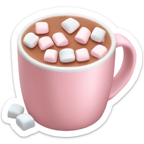 Light Pink mug of hot chocolate with marshmallows  sticker