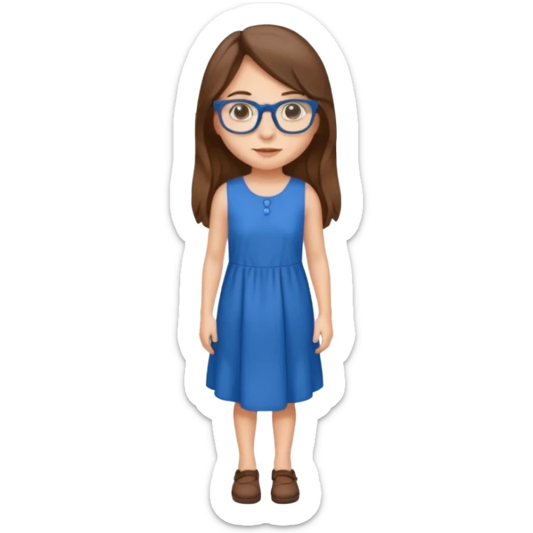 Full body Girl with glasses and long brown hair sticker