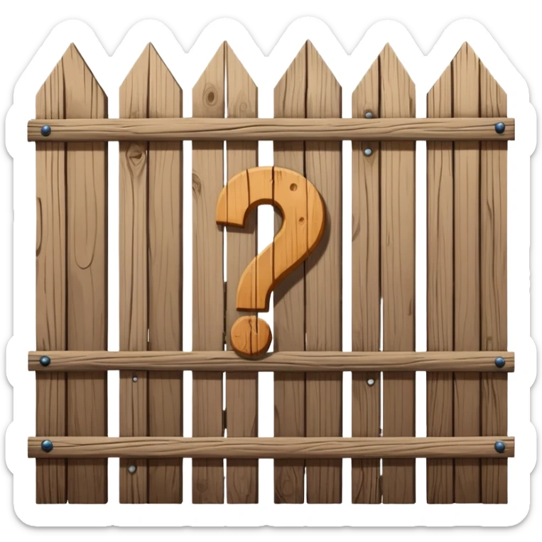 A wooden fence with a question mark above it, representing Chesterton's Fence principle sticker